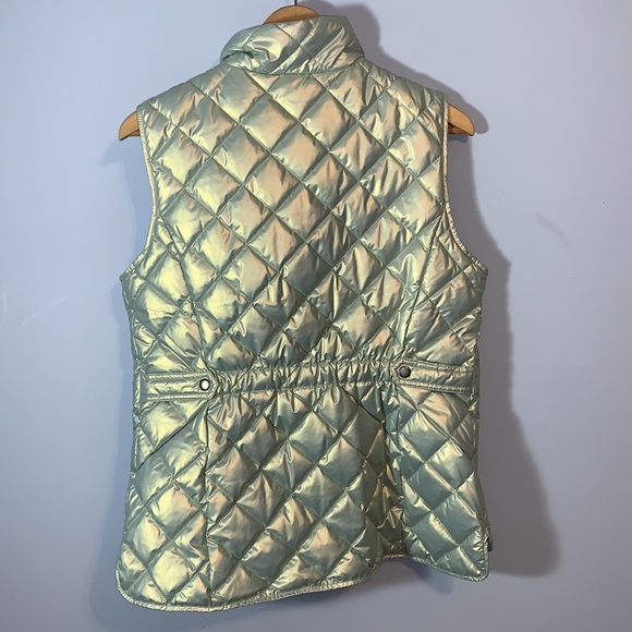 TALBOTS QUILTED DOWN PUFFER VEST PEARLIZED MINT GREEN SIZE S snowbound blue - Picture 2 of 7